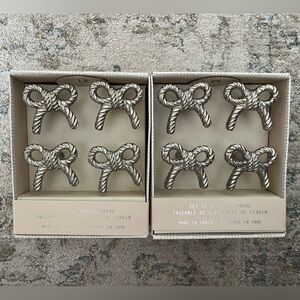 Silver Rope Bow Metal Drawer Knobs Set of 8 Made in India